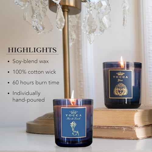 TOCCA Montauk 10oz Candle - Sea Salt & Cucumber Scented, Hand Poured Soy-Wax Blend with 100% Cotton Wick, 60 Hour Burn Time