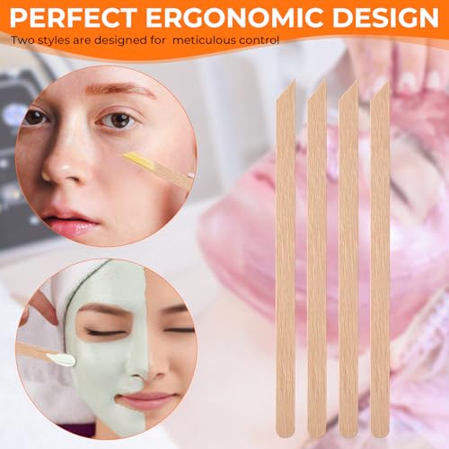 400pcs Wooden Wax Sticks - Slanted Wax Applicators for Eyebrow Lip Nose, Disposable Craft Sticks