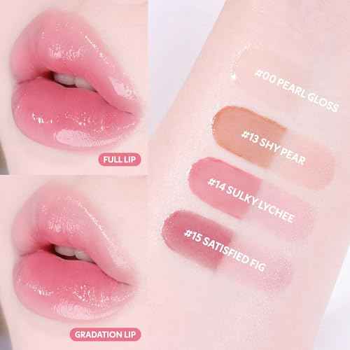 COLORGRAM Fruity Glass Tint 14 Sulky Lychee, Long-Lasting Glossy Lip Tint, Korean Beauty Lip Gloss Tint, Geek Nude Series