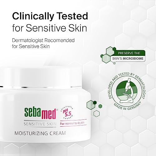 SEBAMED Moisturizing Face Cream for Sensitive Skin Antioxidant pH 5.5 Vitamin E Hypoallergenic 2.6 Fluid Ounces (75mL) Ultra Hydrating Dermatologist Recommended Moisturizer (Pack of 2)