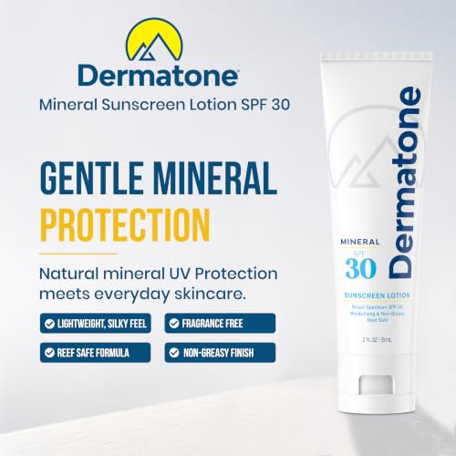 Dermatone Mineral SPF 30 Face Sunscreen Lotion with Vitamin C & Aloe, Unscented 2 oz
