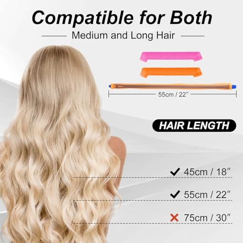 CEKEME 40 Pcs Heatless Spiral Hair Curlers - 22 Inch Magic Hair Rollers
