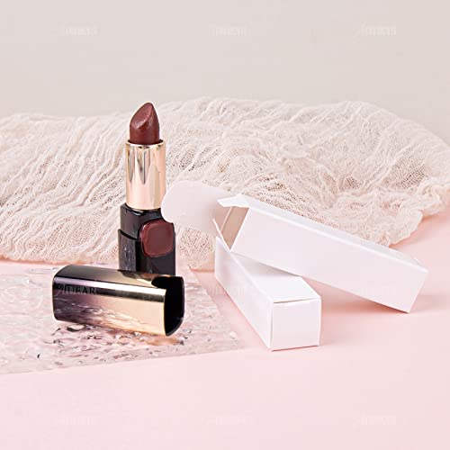 AUEAR, 50 Pack White Kraft Paper Lipstick Boxes Empty Lip Gross Box 3.35"x0.79"x0.79" Rectangle Balm Perfume Essence Oil Packaging Cases for DIY Gloss Gift
