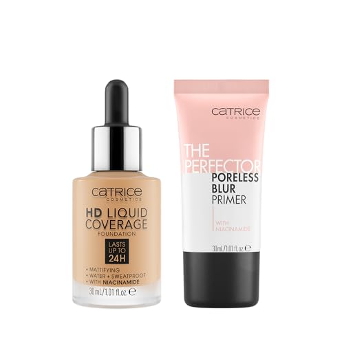 Catrice | HD Foundation 35 & The Perfector Poreless Blur Primer Bundle | Full Coverage Makeup | Vegan & Cruelty Free