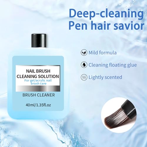 40ml Nail Brush Cleaner for Acrylic Nails - Fast-Acting Solution