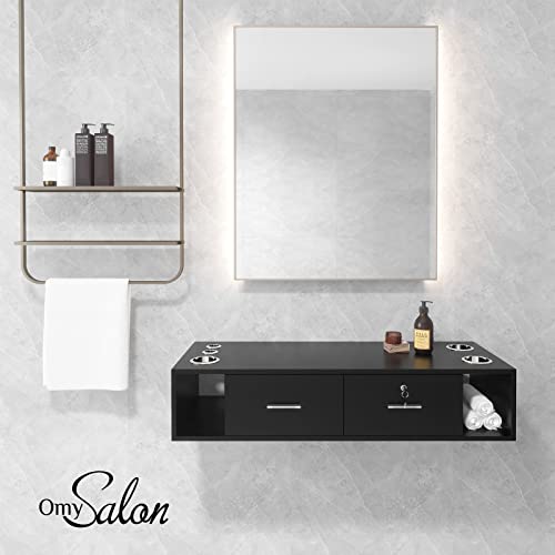 OmySalon Wall Mount Styling Station with 5 Dryer Holders
