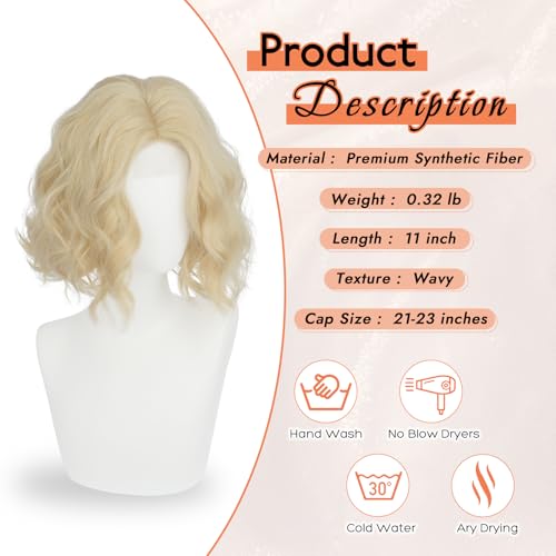 Haloo Blonde Bob Wig Lace Front Short Wavy 11 Inch
