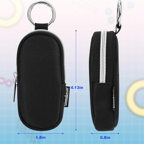 Portable Lip Balm Organizer Case with Keychain, Travel Chapstick Holder Storage Bag, Waterproof Small Cosmetic Organizer, Anti-Lost Lipstick Lip Gloss Sleeve Pouch Keeper Case (Black, Large)