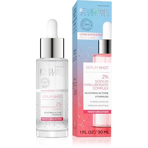 Eveline Cosmetics Face Therapy Intensive Hydrating Serum with 2% Sodium Hyaluronate Complex, Gluconolactone, and Vitamin B5