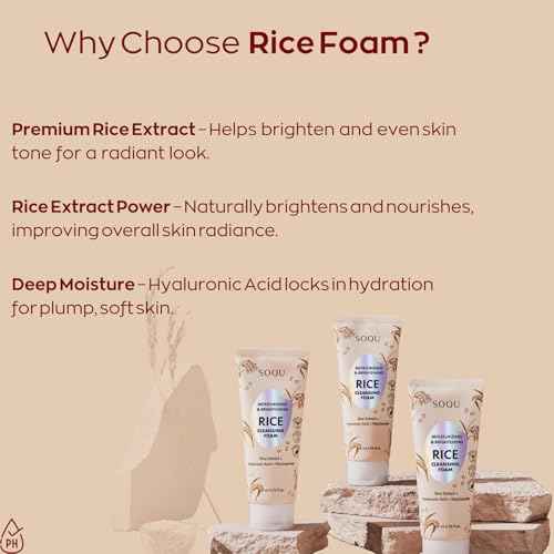 Rice Foam Cleanser with Niacinamide & Hyaluronic Acid ? Gentle Korean Face Wash for Hydrating & Brightening ? Made in Korea ? 200ml