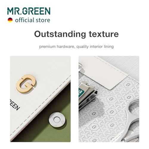 MR.GREEN Colorful Manicure Set Practical Pedicure Kits Nail Clippers Personal Care Tools Facial Hair Scissors with Fashion Case (Mr-6681 Green)