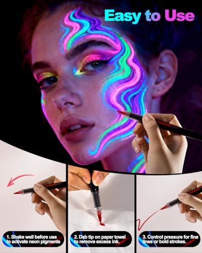 Sovano UV Glow Face & Body Paint Markers - 10 Neon Pens