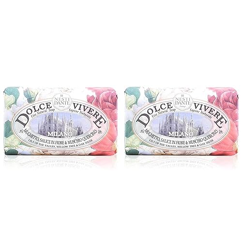 Nesti Dante Dolce Vivere Milano Lily Of The Valley, Willow Tree & Oak Musk Fine Natural Soap Bar, 250 g (Pack of 2)