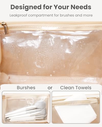 Travel Makeup Bag with 180° Flat Open Design & Waterproof Compartments