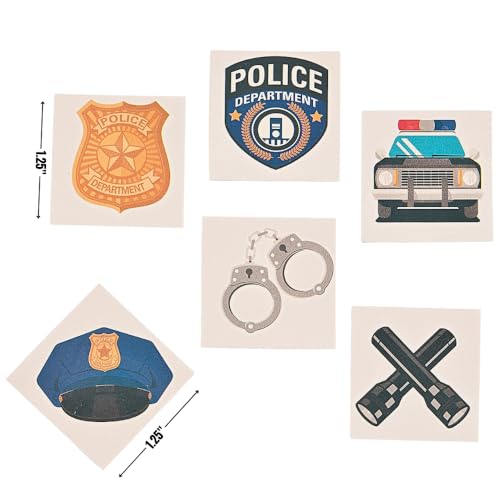 Fun Express Police Party Tattoos (72 Pieces) Party Favors, Arts & Crafts Supplies