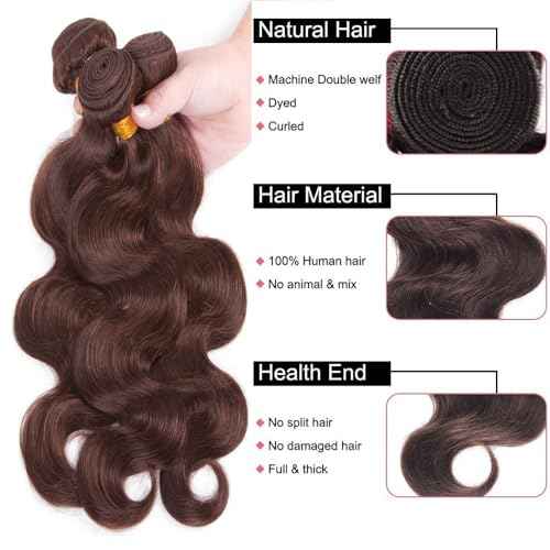 Chocolate Brown Human Hair Bundles 12 14 16 Inch Body Wave Bundles Human Hair 112A Unprocessed Virgin Hair Weave for Black Women