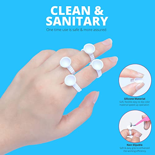 600PCS Glue Rings for Eyelash Extensions - Disposable Rings, Lovely Shape Lash Fan Blossom Glue Cups