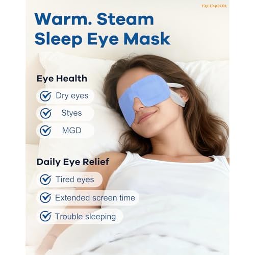 Self Heating Steam Eye Mask: Warm Eye Compress for Dry Eyes & Stye - 10 Packs Unscented Disposable Moist Heated Sleep Mask for Tired Eyes - Travel Airplane Gadgets & Spa Relaxation White Elephant Gift