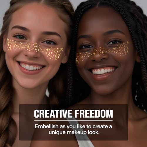Gold Glitter Freckle Tattoos - 6 Pack Sparkle Face Stickers