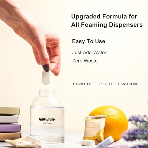 flowcheer Foaming Hand Soap Refill Tablets -5 Sample Pack Hand Wash Tablets, Zero Waste Eco Friendly Cleaning Supplies-Fills 5 X 9 fl oz Refillable Foam Dispenser(45 Fl oz total)