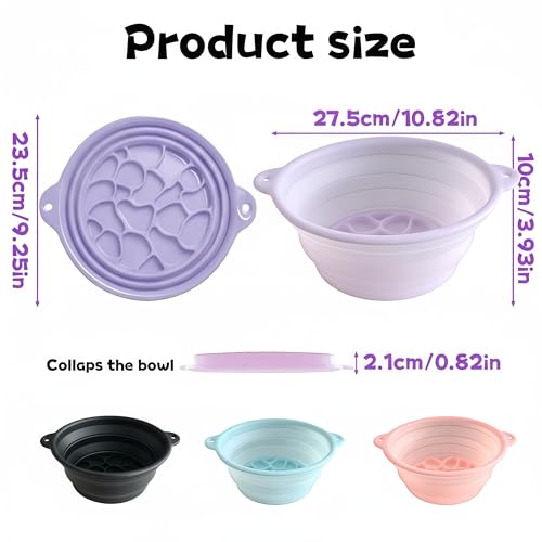 Face Bowl for Ice Facial Care, Skin Care Bowl with Built-In Ice Tray, Thickened Food-Grade Silicone, Hot/Cold Resistant, Durable and Foldable for Travel & Home-Spa Skincare Fans (Light Purple)