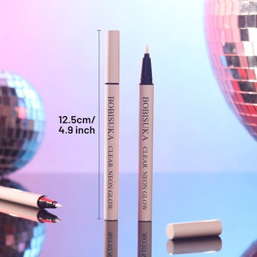 BOBISUKA Clear UV Neon Glow Eyeliner Pen, Invisible Ink White Eye Liner Pen, Waterproof Smudge-proof Graphic Liners, Eye Makeup Kit for Rave Accessories Party