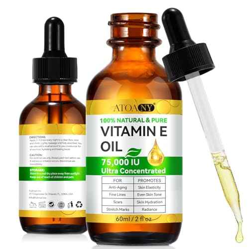 Vitamin E Oil 75,000 IU ? 100% Pure Natural Vitamin E for Skin, Face, Hair, Scars ? Deep Moisturizing Body Oil for Dry Skin, Wrinkles ? Cold-Pressed, Non-GMO,Skincare ? 2 Fl Oz