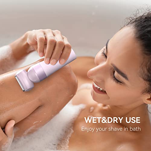 3-in-1 Electric Razor for Women,Dual-Foil Electric Shaver for Woman Face,Legs,Armpit,Rechargeable Bikini Trimmer,Intimate Shaver with Illumination,Public Hair Trimmer Women (Cold Pink)