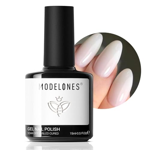 Modelones Milky White Jelly Gel Nail Polish - 15ml Translucent Soak Off Gel