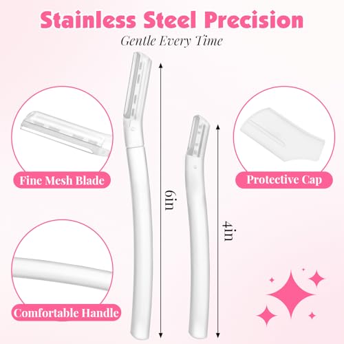 32-Pack Face Razors for Women ? Dermaplane & Eyebrow Razor Set, 24 Long + 8 Short Precision Blades for Peach Fuzz Removal, Gentle Exfoliation, Ideal for Stocking Stuffers (Clear)