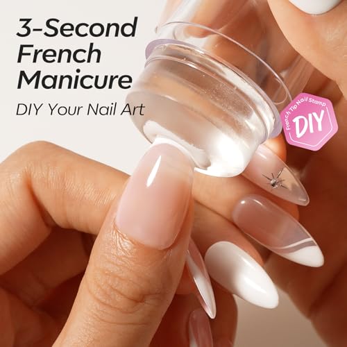 modelones A1-Pink French Tip Gel Nail Polish Set with 4 Colors & Nail Art Tools
