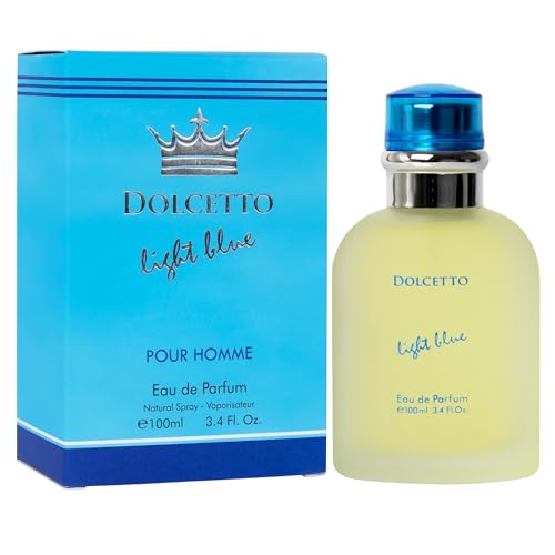 NovoGlow Dolcetto Light Blue Men's Eau de Parfum 3.4oz Woody Floral Aquatic Fragrance