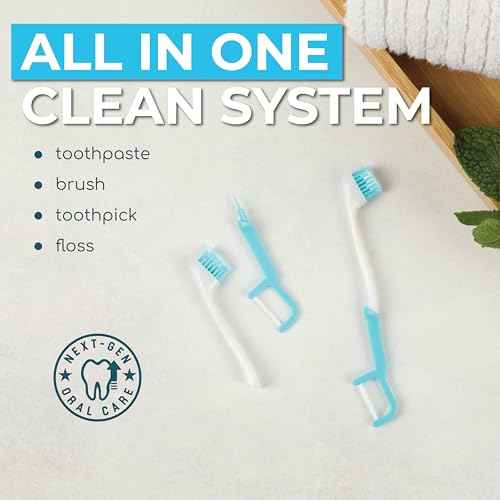 Brushee - The Evolution of Oral Care | 4-in-1 Tool (Paste + Brush + Floss + Pick) | Individually Wrapped | Disposable | Prepasted Travel Toothbrushes | Small Adult Toothbrush - (120-Pack)