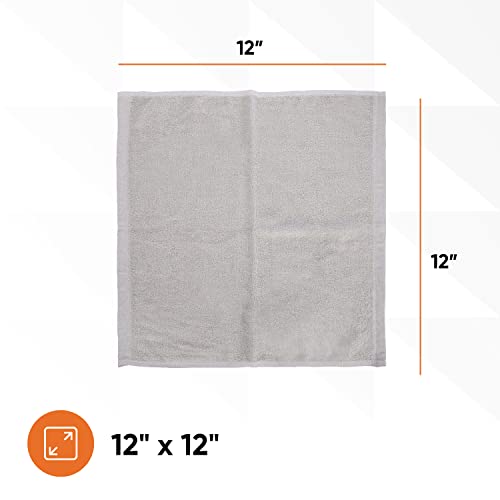 Superio Cotton Terry Washcloths Grey Towels 100% Cotton Cleaning Cloth 16" Rags Wash Clothes for Body and Face, Spa Towels, Multi Purpose (12, 12"x12")