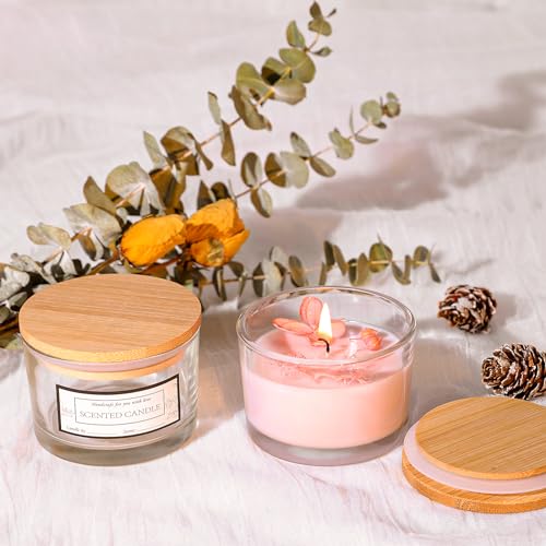 CONNOO 15 Pack 4oz Clear Glass Candle Jars with Bamboo Lids