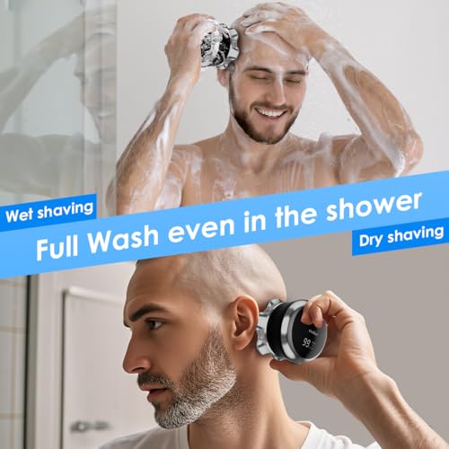 Head Shavers for Men Professional - 7D Bald Electric Razor, IPX7 Waterproof Wet & Dry Shaver with LED Display, USB-C Fast Charging Grooming Kit (Black)