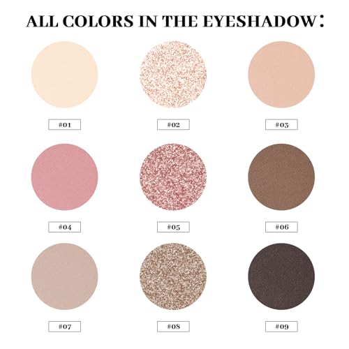 MYSTER ROSEY 9-Shade Nude Eyeshadow Palette, Matte & Waterproof
