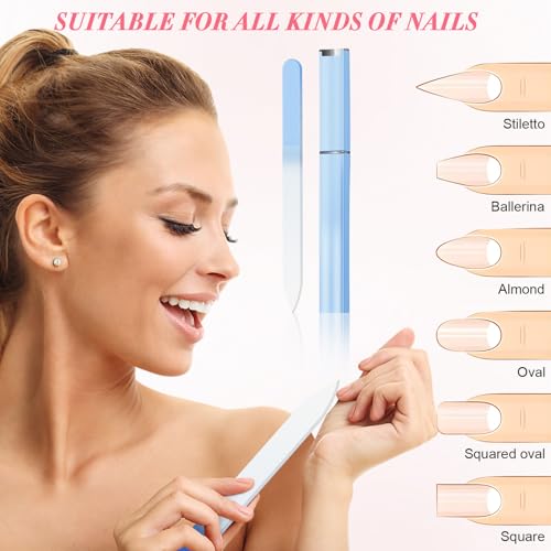 6 Pack Glass Nail Files Set with Cases - Durable & Easy to Clean