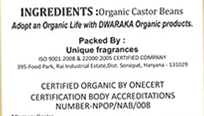 Dwaraka Organic Cold Pressed Castor Oil - 16.9 Fl Oz for Hair Growth & Skincare