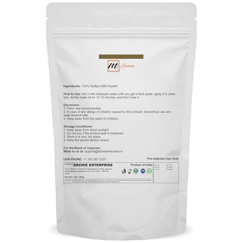 100% Natural Purified Multani Mitti Mud | Fullers Earth Clay Powder Cosmetic Grade | Natural Face Mask 454 GMS / 1 LBS