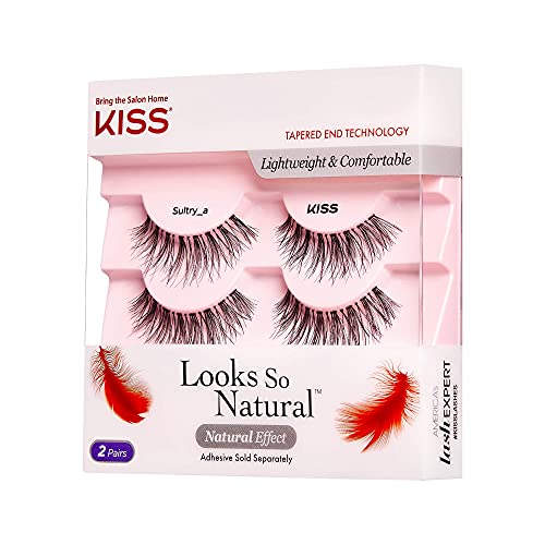 KISS False Eyelashes Sultry, 2 Pairs, Reusable | Lightweight & Comfortable | Tapered End Technology | Cruelty-Free | Contact Lens Friendly
