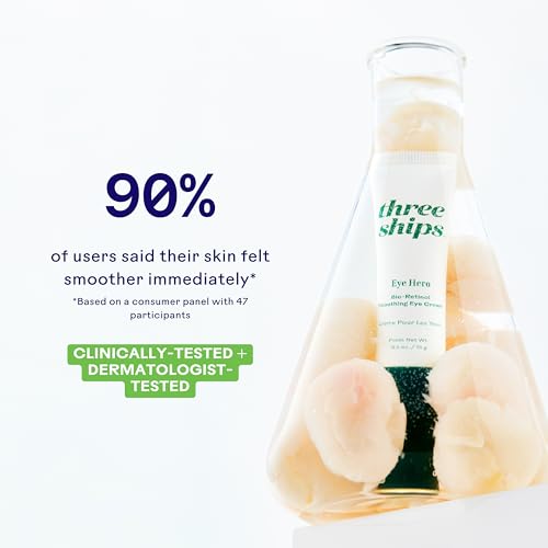 Three Ships - EyeHero Bio-Retinol Smoothing Eye Cream | Firm, Lift, Hydrate Under-Eye Area | Cruelty-Free, Vegan, Paraben-Free, Sensitive Skin Safe (0.5 oz | 15 g)