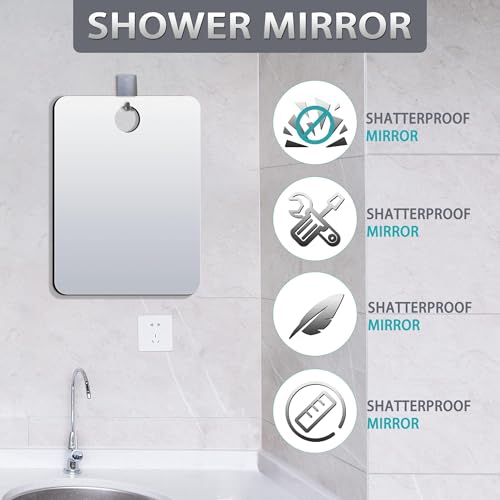 Shatterproof Fogless Shower Mirror for Shaving & Makeup, 8x6"