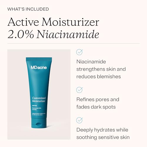 MDacne 3 Step Retinol Acne Kit ? 0.25% Retinol Cream, Salicylic Acid Cleanser, Niacinamide Moisturizer ? Plant-Based Kit for Hormonal Acne, Blemishes, Wrinkles ? 30 Day Complete Care