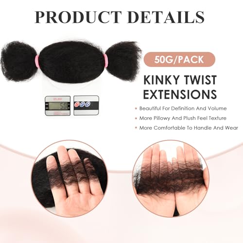 Afro Kinkys Bulk Human Hair Pre Stretched Braiding Hair Bulk Human Braiding Hair For Braids,Dreadlocks, Loc Repair,Soft Yaki Texture(14Inch, 50g/Pack)