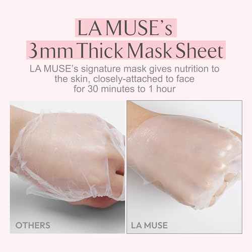 LA MUSE Biocellulose Signature Face Mask(5ea) | Deep Hydrating, Tightening & Firming Care for Skin Repair | Rejuvenating & Moisturizing | Cooling & Soothing Sensitive Skin | Face Mask Korean Skin Care