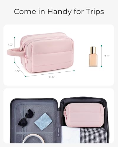 BAGSMART Travel Toiletry Bag for Women - Large Waterproof Makeup Organizer, Pink