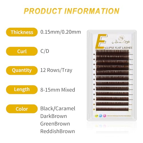 Cashmere Ellipse Flat Lashes - D Curl 8-15mm Extensions