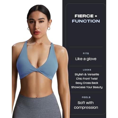 Aoxjox Women's Workout Sports Bras Fitness Metamorph Sienna Twist Bra Yoga Crop Tank