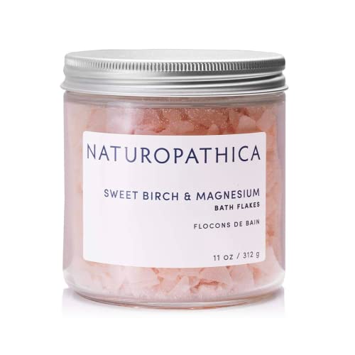 Naturopathica Sweet Birch and Magnesium Bath Flakes, Soothing Daily Bath Soak for Muscle Discomfort, Bathing Alternative to Epsom Salt, Relaxing Tension Relief Soak for Men and Women, 11 oz
